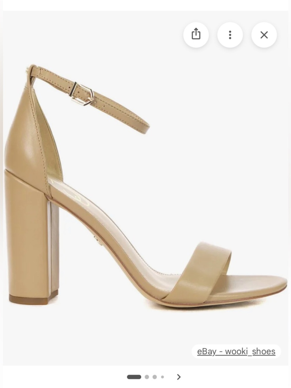 Sam Edelman Nude Beige Ankle-Strap Block Heel Sandals - Picture 2 of 9